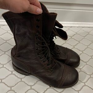 Vintage Shoe Company Molly Jump Lace-Up Boots- Chocokate Brown Leather- Size 8.5